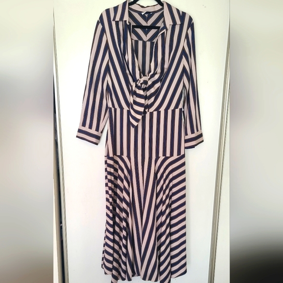 Sandro Nilana Mixed Print Tie Neck Dress